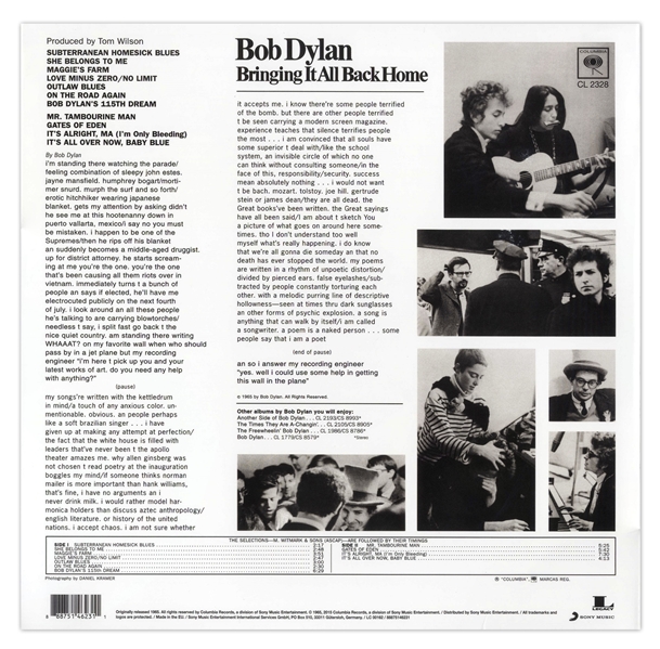 Bob Dylan Signed Album ''Bringing It All Back Home'' -- With a COA From Jeff Rosen