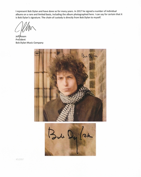 Bob Dylan Signed Double Album ''Blonde on Blonde'' -- With a COA From Dylan's Manager, Jeff Rosen