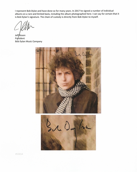 Bob Dylan Signed Double Album ''Blonde on Blonde'' -- With a COA From Dylan's Manager, Jeff Rosen