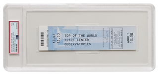 World Trade Center Ticket from 23 August 2001, Only 3 Weeks Before the 9/11 Attacks -- Graded Mint 9 by PSA/DNA