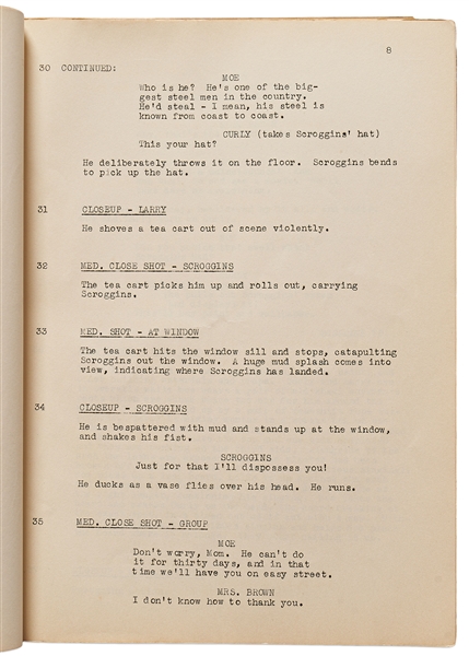 Moe Howard's Personally Owned Script for The Three Stooges 1942 Film ''Loco Boy Makes Good''