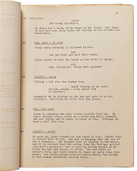 Moe Howard's Personally Owned Script for The Three Stooges 1942 Film ''Loco Boy Makes Good''