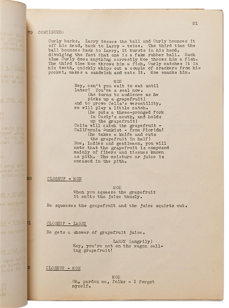 Moe Howard's Personally Owned Script for The Three Stooges 1942 Film ''Loco Boy Makes Good''