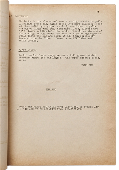 Moe Howard's Personally Owned Script for The Three Stooges 1942 Film ''Loco Boy Makes Good''