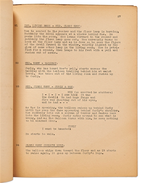 Moe Howard's Personally Owned Script for The Three Stooges 1943 Film ''Spook Louder''