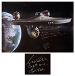 William Shatner Signed Oversized Star Trek Photo Measuring 33 x 47 -- Shatner Writes the Famous Title Sequence Introduction: Space the Final Frontier...William Shatner / Capt. Kirk / Star...