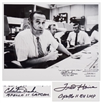 Charlie Duke and Fred Haise Signed 20 x 16 Photo of the Apollo 11 Mission Control -- Duke, the CAPCOM for Apollo 11, Writes WE COPY YOU DOWN EAGLE!