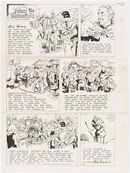 John Cullen Murphy ''Prince Valiant'' Sunday Comic Strip Original Artwork -- #3254 Dated 20 June 1999