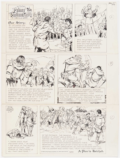 John Cullen Murphy ''Prince Valiant'' Sunday Comic Strip Original Artwork -- #3255 Dated 27 June 1999