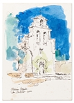 John Cullen Murphy Watercolor of the San Antonio Mission