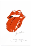 Original Artwork of the Famous Rolling Stones "Tongue and Lips" Logo, Drawn by Its Creator John Pasche -- Measures 11.5" x 16.5"