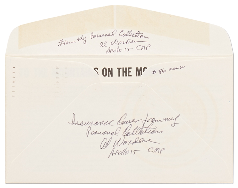 Apollo 15 Crew-Signed NASA Insurance Cover -- From Al Worden's Personal Collection, and Also With His Signed COA