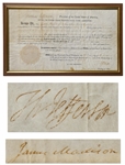 Thomas Jefferson Land Grant Signed as President -- Countersigned by James Madison as Secretary of State