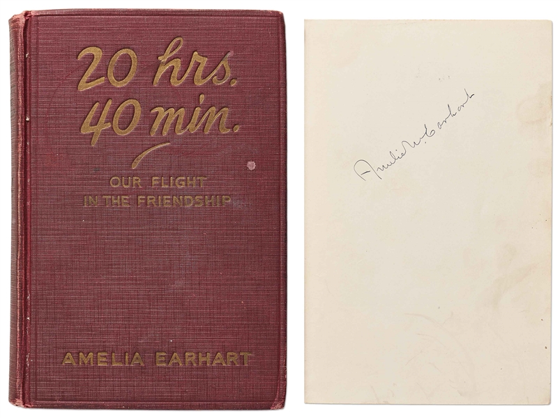 Amelia Earhart Signed First Edition of ''20 Hrs. 40 Mins.'' -- The Memoir of Her 1928 Transatlantic Flight