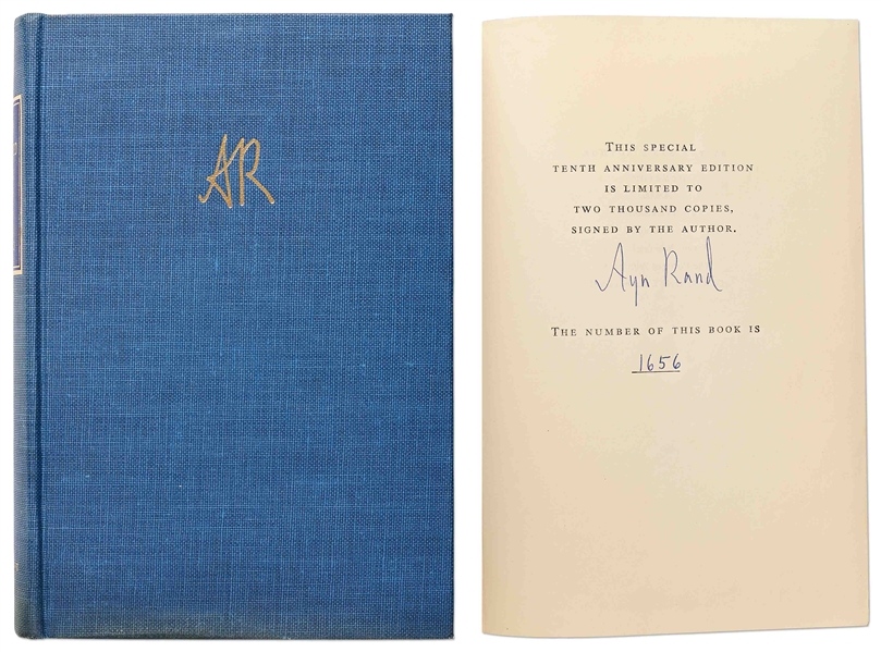 Ayn Rand Signed ''Atlas Shrugged'' -- Special 10th Anniversary Limited Edition with Rare Glassine Dust Jacket & Slipcase