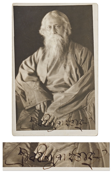 Nobel Prize Winning Poet Rabindranath Tagore Signed Photo