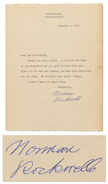 Norman Rockwell Letter Signed  -- ''...We couldn't have better bosses...''