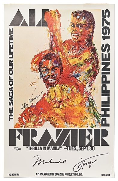 Muhammad Ali and Joe Frazier Signed ''Thrilla in Manilla'' Poster by LeRoy Neiman