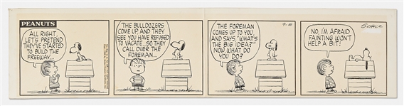 Original Charles Schulz Hand-Drawn Peanuts Comic Strip from 1960 -- Snoopy Might Lose His Dog House to Eminent Domain