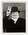 Alfred Eisenstaedt Signed 11 x 14 Limited Edition Photograph of Winston Churchill Giving His Iconic V for Victory Symbol