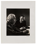 Alfred Eisenstaedt Signed 16 x 20 Photograph of His Portrait of Albert Einstein and Robert Oppenheimer Together, Published in LIFE Magazine