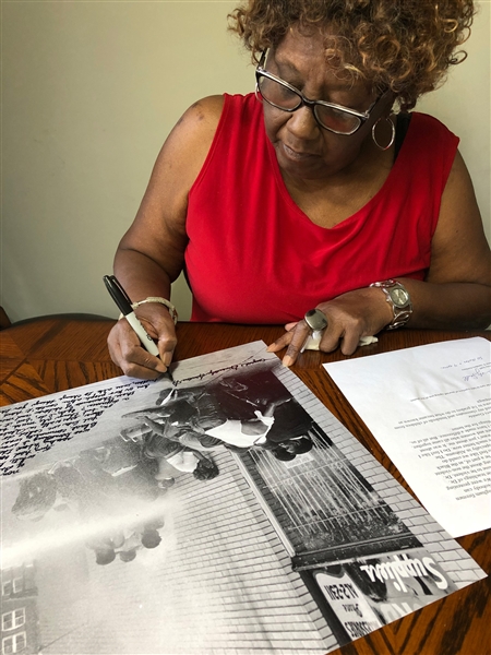 Incredible 20'' x 16'' Photo Essay Handwritten & Signed by Gwendolyn Sanders, Who Led the 1963 Student Protest in Birmingham, Alabama -- ''...Birmingham firemen used these water hoses against us...''