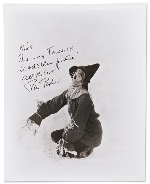 Ray Bolger Signed 8'' x 10'' Photo as the Scarecrow in ''The Wizard of Oz'' -- Bolger Writes, ''This is my Favorite Scarecrow picture!'' -- With PSA/DNA COA