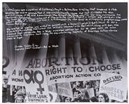 Linda Coffee Handwritten & Signed Statement on a 20 x 16 Photo -- Coffee Was Co-Counsel for the Supreme Court Case Roe v. Wade, Giving American Women the Right to an Abortion in 1973