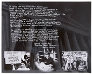 Linda Coffee Handwritten & Signed Statement on a 20 x 16 Photo -- Coffee Was Co-Counsel for the Supreme Court Case Roe v. Wade, Giving American Women the Right to an Abortion in 1973