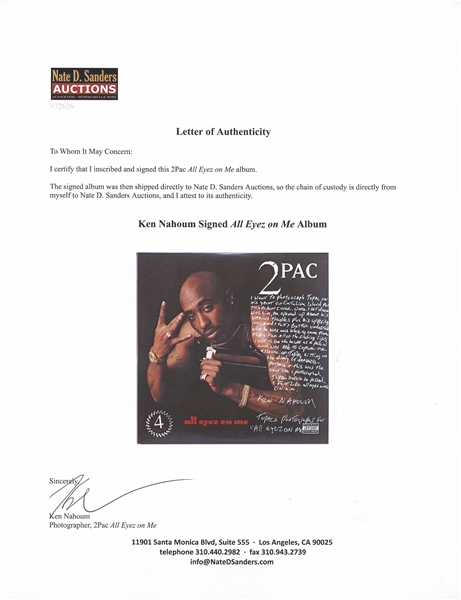 2Pac ''All Eyez on Me'' Album Signed by Photographer Ken Nahoum Who Describes How He Captured the Revealing Photos of Tupac