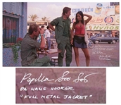 Iconic Full Metal Jacket Da Nang Hooker Scene 30 x 16.5 Photo with Actress Papillion Soo Soo Handwriting Most of Her Infamous Lines -- Me So Horny, Me Love You Long Time