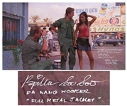 Iconic Full Metal Jacket Da Nang Hooker Scene 30 x 16.5 Photo with Actress Papillion Soo Soo Handwriting Most of Her Infamous Lines -- Me So Horny, Me Love You Long Time