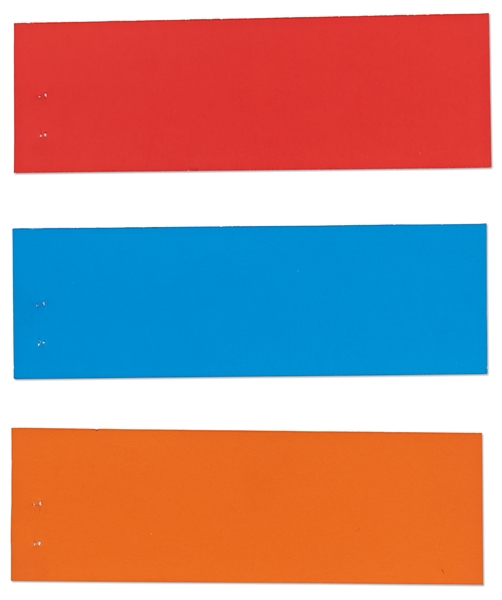 Robert Indiana Signed ''LOVE'' Artwork on 8.5'' x 11'' Sheet -- With His Blue, Red & Orange Color Swatches