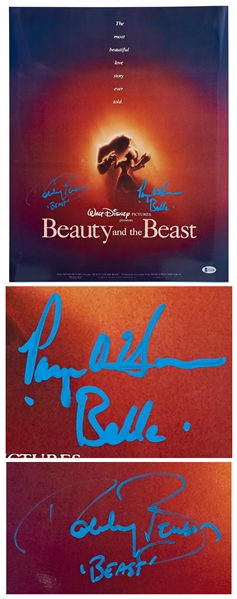 Large 16'' x 20'' ''Beauty and the Beast'' Poster Photo Signed by Paige O'Hara as Belle and Robby Benson as the Beast