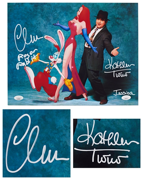 Kathleen Turner & Charles Fleischer Signed 11'' x 14'' Photo from ''Who Framed Roger Rabbit?'' -- With JSA COA