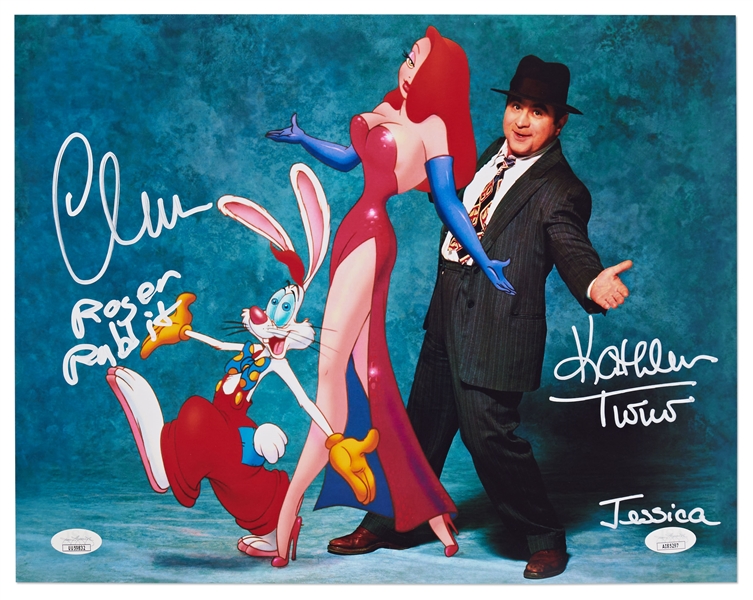 Kathleen Turner & Charles Fleischer Signed 11'' x 14'' Photo from ''Who Framed Roger Rabbit?'' -- With JSA COA