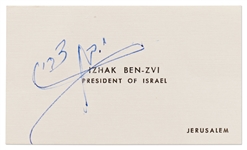 Izhak Ben-Zvi Signed Business Card as President of Israel