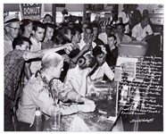 Photographer Fred Blackwell Handwritten & Signed 20 x 16 Photo of the 1963 Jackson, Mississippi Woolworth Sit-in -- Blackwells Famous Photo Captured the Most Violent of the Civil Rights Sit-ins