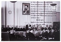 Large 20 x 16 Photo of the Signing of the Israeli Declaration of Independence, with Handwritten Excerpt from the Grandson of David Ben-Gurion