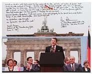 Ronald Reagan 20 x 16 Photo of Himself Delivering the Famous Tear Down This Wall! Speech -- With Handwritten Inscription by the Speechwriter Who Drafted the Words That Helped End the Cold War