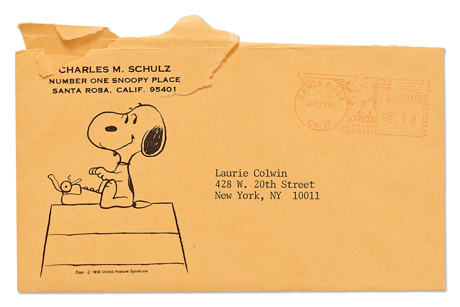 Charles Schulz Letter Signed ''Sparky'' -- ''...I have found that if you try to draw leaning backwards, that the ink runs down your arms...''