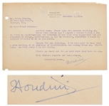 Harry Houdini Letter Signed -- ...I am very glad to hear that a mass meeting of 65 churches of Spiritualists are coming after me...