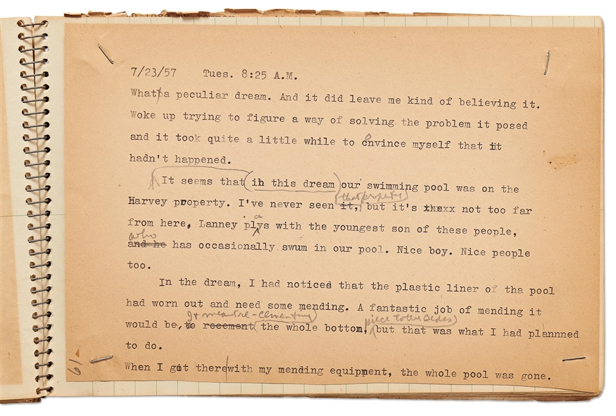 Sheldon Mayer Handwritten Journal From 1957, Full of Story Ideas, Thoughts About Writing, Personal Memories and Stream of Consciousness Journaling -- Over 70 Handwritten Pages