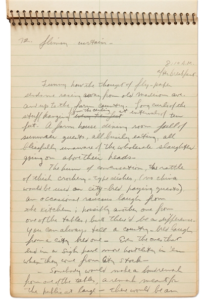 Sheldon Mayer Handwritten Journal From 1957, Full of Story Ideas, Thoughts About Writing, Personal Memories and Stream of Consciousness Journaling -- Over 70 Handwritten Pages