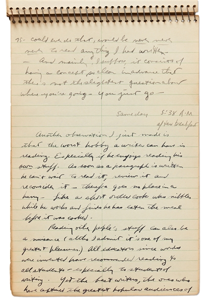 Sheldon Mayer Handwritten Journal From 1957, Full of Story Ideas, Thoughts About Writing, Personal Memories and Stream of Consciousness Journaling -- Over 70 Handwritten Pages