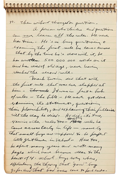 Sheldon Mayer Handwritten Journal From 1957, Full of Story Ideas, Thoughts About Writing, Personal Memories and Stream of Consciousness Journaling -- Over 70 Handwritten Pages