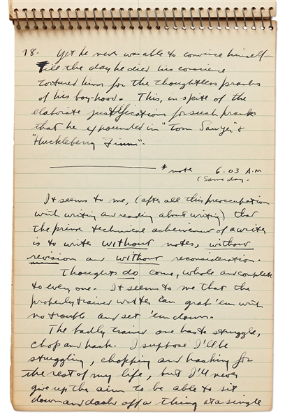 Sheldon Mayer Handwritten Journal From 1957, Full of Story Ideas, Thoughts About Writing, Personal Memories and Stream of Consciousness Journaling -- Over 70 Handwritten Pages