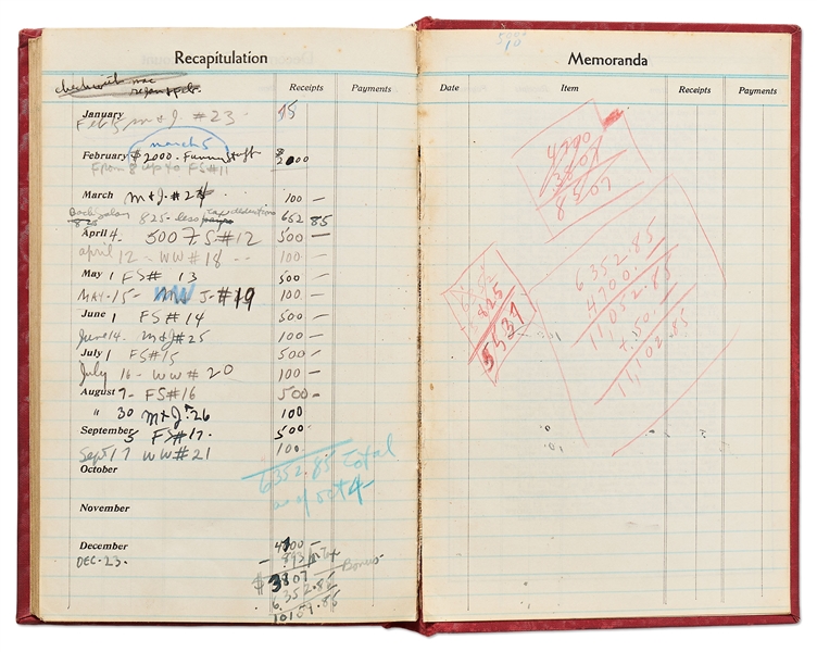 Sheldon Mayer's 1946 Day Planner as Editor of All-American Publications -- Nearly Every Day Filled-in With Dozens of Artists & Strips Like Flash & Green Lantern -- With Idea of Wonder Woman as a Girl