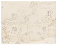 Chic Young Hand-Drawn ''Blondie'' Sunday Comic Strip From 1968 -- The Day's Off to a Bad Start for Dagwood -- Also With Chic Young's Original Preliminary Artwork