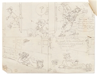 Chic Young Hand-Drawn ''Blondie'' Sunday Comic Strip From 1968 -- The Day's Off to a Bad Start for Dagwood -- Also With Chic Young's Original Preliminary Artwork
